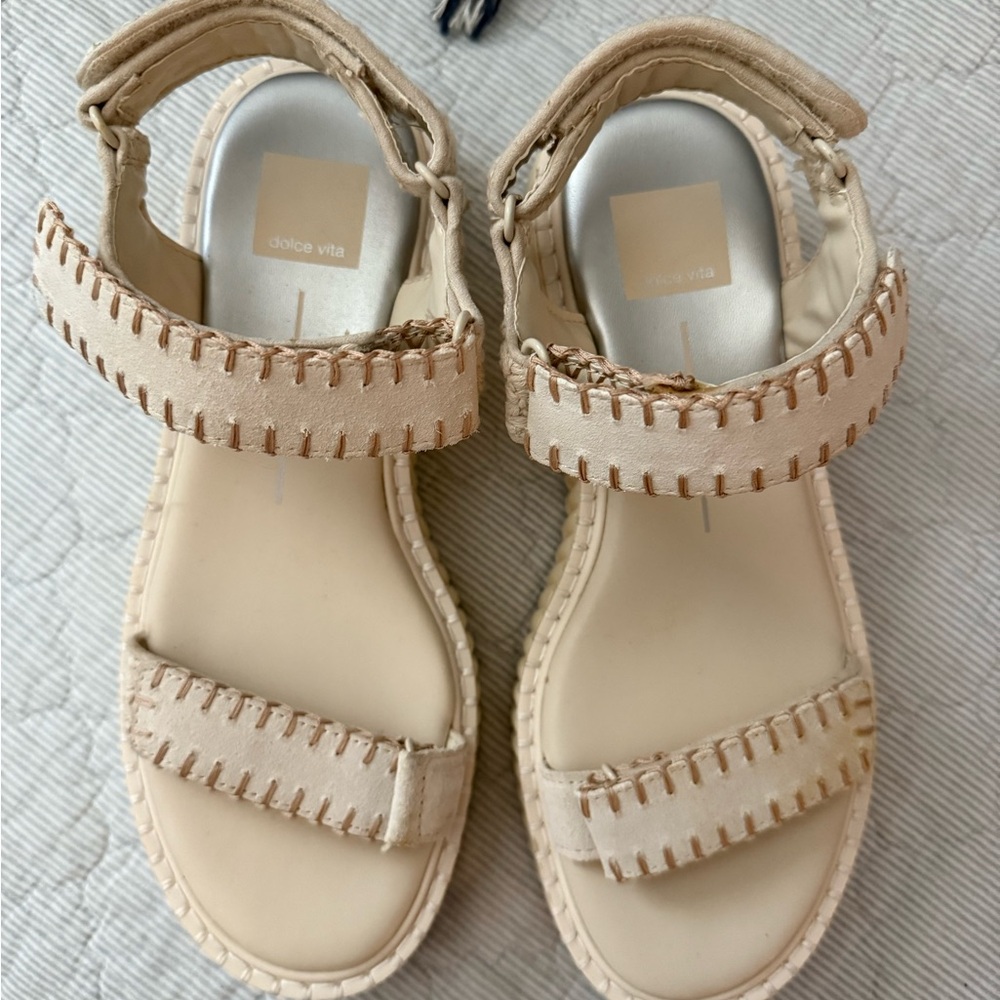 Dolce Vita Cream Stitched Sandals